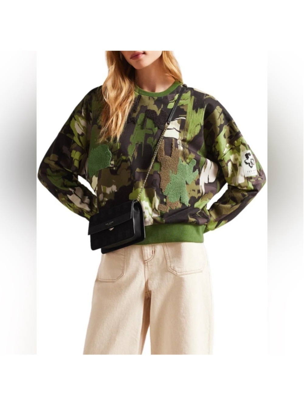 TED BAKER Hensely camouflage-print cotton pullover texture sweater size 1/US 4